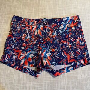5Fin Womens Navy Blue Tropical Floral Performance Fishing Shorts Size 10 Ripstop